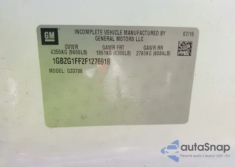 2015 Chevrolet Express 2500 Work Van from USA, damaged, VIN 1GCWGFCF7F1215743